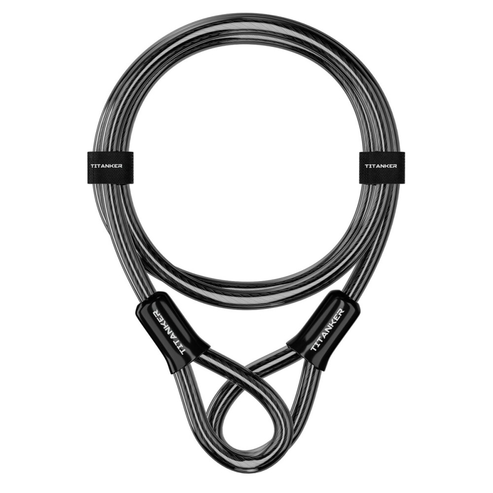 Titanker Bike Lock Cable,12mm Thick Security Cable with Loops Heavy Duty Steel Cable Vinyl Coated Bike Cable Lock Security Chain (4ft, 7ft, 15ft, 30ft)