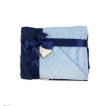 MEG ORIGINAL Minky Dot Crib Blanket, Navy Blue & Baby Blue, Reversible Baby Boy Blanket