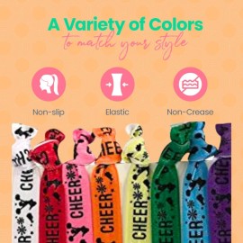 Infinity Collection - Multicolored Cheer Girl Hair Ties - No Crease, No Tug Elastic Ponytail Holders, Women, Cheerleaders, Teams & Coaches - 8 Pcs