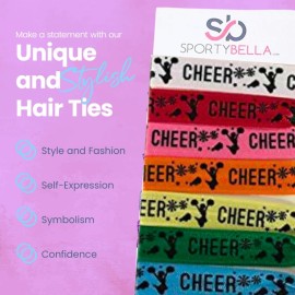 Infinity Collection - Multicolored Cheer Girl Hair Ties - No Crease, No Tug Elastic Ponytail Holders, Women, Cheerleaders, Teams & Coaches - 8 Pcs