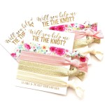 Bridesmaid Proposal Set | Will you help me Tie the Knot?| Hair Tie Favors | To have & to hold your hair back (5, White Card + Gold Ink)