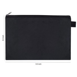 Sun Life Style Zipper Bag - Set Of 3 - Carry All Pouch To Organize Travel Toiletries Pens Cosmetics (9.5 x 6.5, Black)