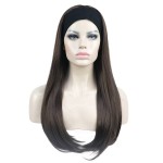 Aimole Long Straight 3/4 Women\'s Wigs with Black Headband Hair Synthetic Hair(6 Chestnut Brown)