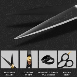 Charlemagne Hand-Forged Japanese Steel Hair, Beard & Mustache Scissors - 5.5 Inch (Black), Cut Trim Groom Facial Hair - Mustache Grooming Kit For Men