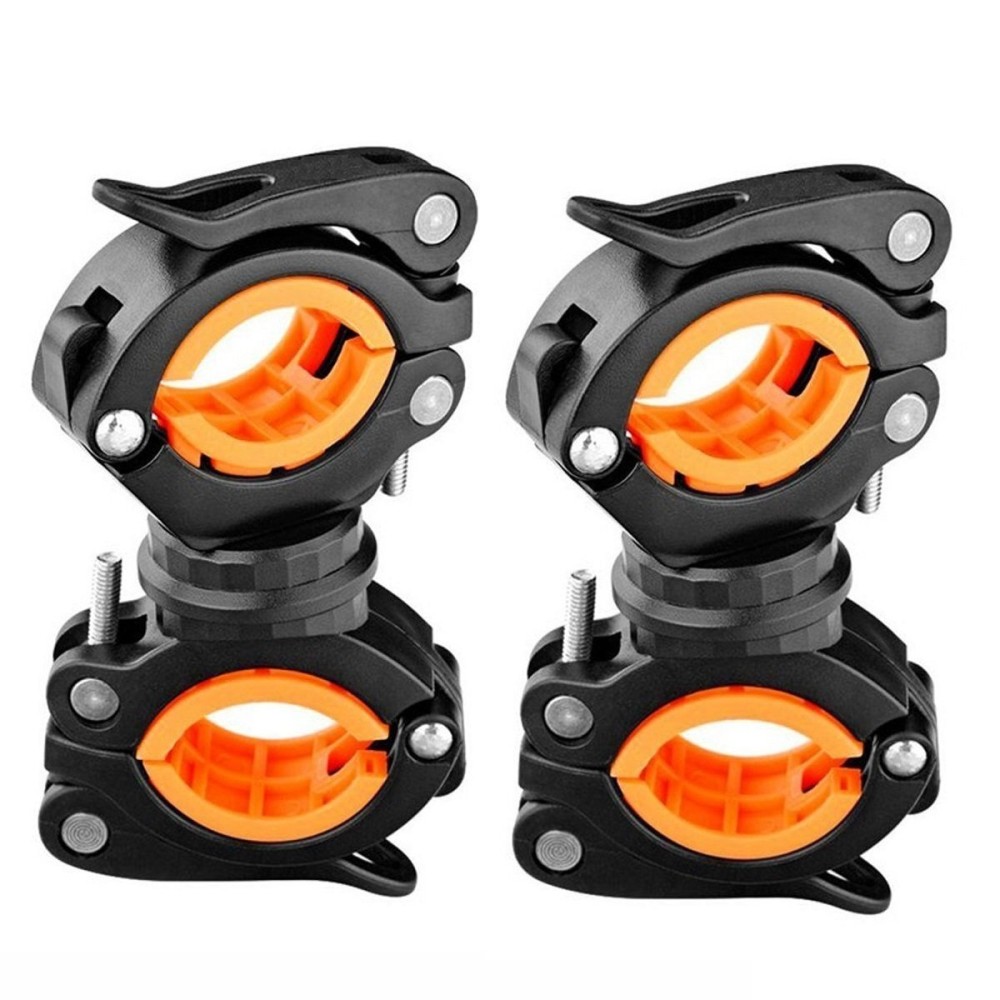 Vonpri [2 Pack] Flashlight Holder, Mount Bicycle Mounting Bracket Flashlight Holder Torch Clip 360 Rotation (Orange)