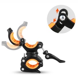 Vonpri [2 Pack] Flashlight Holder, Mount Bicycle Mounting Bracket Flashlight Holder Torch Clip 360 Rotation (Orange)