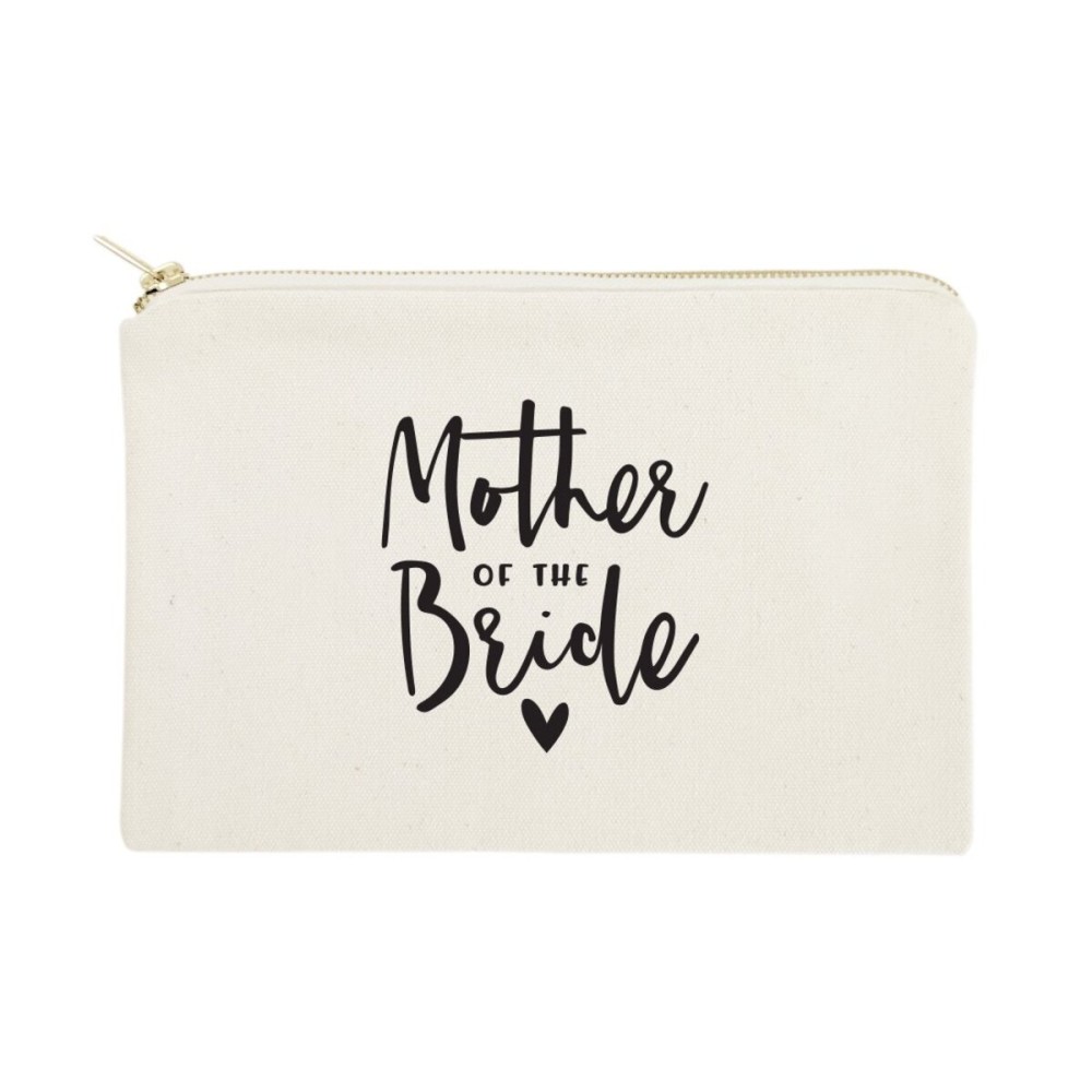 The Cotton & Canvas Co. Mother of the Bride Wedding Cosmetic Bag, Bridal Party Gift and Travel Make Up Pouch