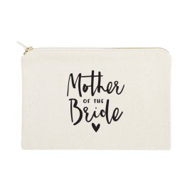 The Cotton & Canvas Co. Mother of the Bride Wedding Cosmetic Bag, Bridal Party Gift and Travel Make Up Pouch