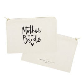 The Cotton & Canvas Co. Mother of the Bride Wedding Cosmetic Bag, Bridal Party Gift and Travel Make Up Pouch