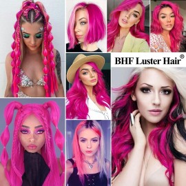 Colored Clip in Hair Extensions 20 10pcs Straight Fashion Hairpieces for Party Highlights Pink