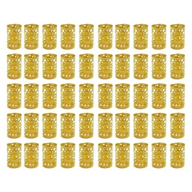 Hyamass 50pcs Aluminum Hollow Out Dreadlocks Beads Metal Hair Ring Decoration Braiding Hair Jewelry (Gold)