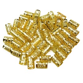 Hyamass 50pcs Aluminum Hollow Out Dreadlocks Beads Metal Hair Ring Decoration Braiding Hair Jewelry (Gold)
