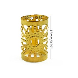 Hyamass 50pcs Aluminum Hollow Out Dreadlocks Beads Metal Hair Ring Decoration Braiding Hair Jewelry (Gold)