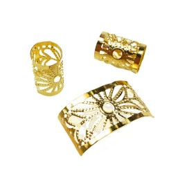 Hyamass 50pcs Aluminum Hollow Out Dreadlocks Beads Metal Hair Ring Decoration Braiding Hair Jewelry (Gold)