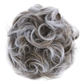 CAISHA Big Hairpiece Scrunchy Updo Bridal Hairstyle curly Messy Bun Light Brown Gray Mix G24E