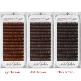 Scala Thickness 0.10mm C Curl Light Brown/Dark Brown/Black-Brown False lashes Individual Eyelash Extension Natural False Eyelashes (12mm, Black Brown)