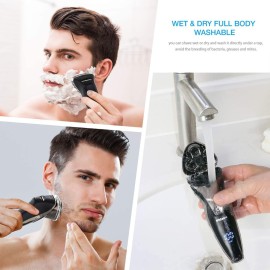 Phisco Electric Razor for Men - Precision Shavers for Man, Fast Charging, Cordless Wet & Dry Razors with Pop-Up Trimmer, USB Plug-and-Play, LED Display