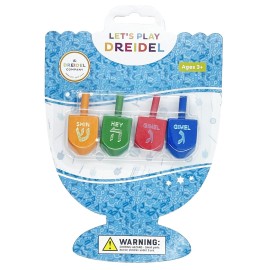 The Dreidel Company Wood Multi-Colored Dreidels Medium Sized Hanukkah Draydels with English Transliteration - (Pack of 4)