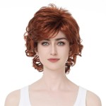 Aimole Short Curly Wig Synthetic Hair Women Natural Wigs (130 Fox Red)