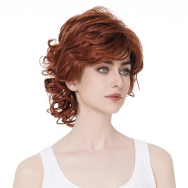 Aimole Short Curly Wig Synthetic Hair Women Natural Wigs (130 Fox Red)