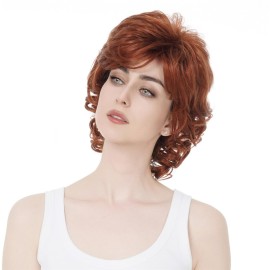 Aimole Short Curly Wig Synthetic Hair Women Natural Wigs (130 Fox Red)