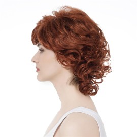 Aimole Short Curly Wig Synthetic Hair Women Natural Wigs (130 Fox Red)