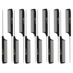 Krest 8 1/2 Weaving Foiling Fine Rattail Comb (12 Pack) 12 x SB-K4641-BLK