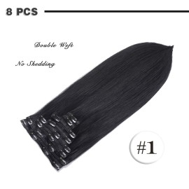 20 Remy Clip in Hair Extensions Human Hair Black for Women Fashion - Long Silky Straight 8pcs 20clips Real Hair Extensions Clip in Human Hair (20 inch 100g 1 Jet Black) 20 Remy Clip in Hair Extensions Human Hair Black for Women Fashion - Long Silky Straight 8pcs 20clips Real Hair Extensions Clip in Human Hair (20 inch 100g 1 Jet Black)