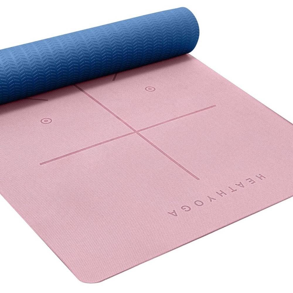 Heathyoga Eco Friendly Non Slip Yoga Mat, Body Alignment System, SGS Certified TPE Material - Textured Non Slip Surface and Optimal Cushioning,72x 26 Thickness 1/4 Pink