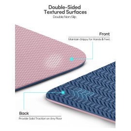 Heathyoga Eco Friendly Non Slip Yoga Mat, Body Alignment System, SGS Certified TPE Material - Textured Non Slip Surface and Optimal Cushioning,72x 26 Thickness 1/4 Pink