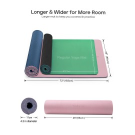 Heathyoga Eco Friendly Non Slip Yoga Mat, Body Alignment System, SGS Certified TPE Material - Textured Non Slip Surface and Optimal Cushioning,72x 26 Thickness 1/4 Pink