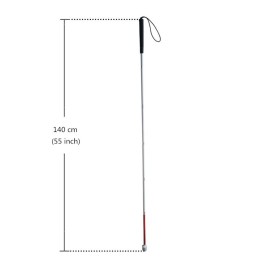 VISIONU Aluminum Mobility Folding White Cane for Vision Impaired and Blind People (Folds Down 6 Sections) (140cm (55 inch), Black Handle) VISIONU Aluminum Mobility Folding White Cane for Vision Impaired and Blind People (Folds Down 6 Sections) (140cm (55 inch), Black Handle)