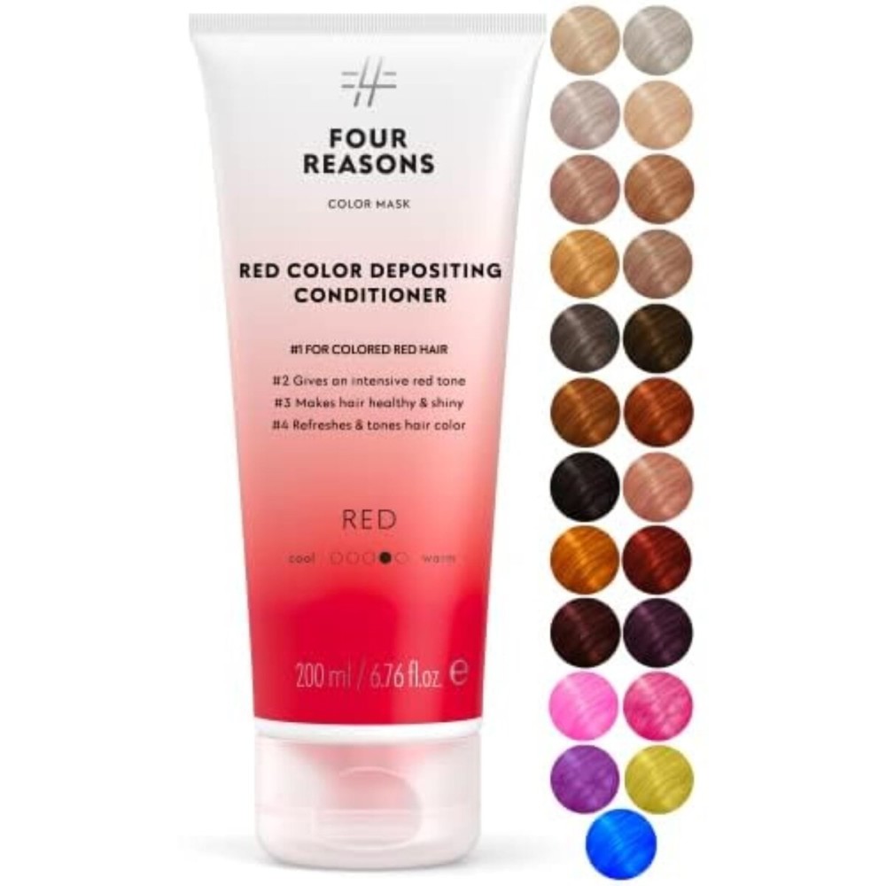 FOUR REASONS Color Mask - Red - (27 Colors) Toning Treatment, Color Depositing Conditioner, Tone & Enhance Color-Treated Hair - Semi Permanent Hair Dye, Vegan and Cruelty-Free, 6.76 fl oz FOUR REASONS Color Mask - Red - (27 Colors) Toning Treatment, Color Depositing Conditioner, Tone & Enhance Color-Treated Hair - Semi Permanent Hair Dye, Vegan and Cruelty-Free, 6.76 fl oz