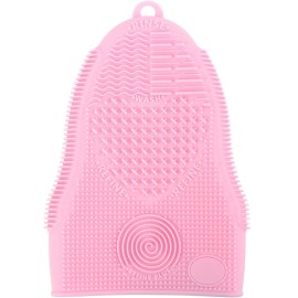 ScivoKaval Makeup Brush Cleaner Mat Mitt Glove Silicone Cosmetic Cleaning Scrubber Tool for Face Brushes and Eye Brush Washing Pad Pink