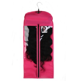 Hairro Portable Hair Extensions Carrier Holder Non-woven Dust-proof Suitcase Storage Bag with Wooden Hanger for Human Hair, 26 Inch Rose Red Hairro Portable Hair Extensions Carrier Holder Non-woven Dust-proof Suitcase Storage Bag with Wooden Hanger for Human Hair, 26 Inch Rose Red