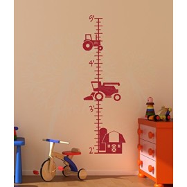 Wall Decor Plus More Farm Tractor Growth Chart Height Ruler Vinyl Boy Bedroom Art Stickers Red