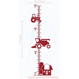 Wall Decor Plus More Farm Tractor Growth Chart Height Ruler Vinyl Boy Bedroom Art Stickers Red