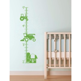 Farm Tractor Growth Chart Vinyl Height Ruler Boy Bedroom Dcor Wall Decals Lime Green