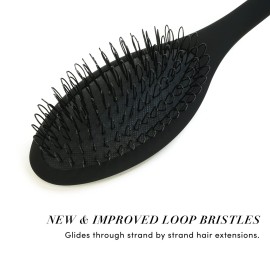 The Hair Shop Black Loop Brush - Salon Professional Grade with Matted Black and Ergonomic Design - Safe Detangler Tool for 100% Remy Human and Synthetic Hair Extensions and Wigs The Hair Shop Black Loop Brush - Salon Professional Grade with Matted Black and Ergonomic Design - Safe Detangler Tool for 100% Remy Human and Synthetic Hair Extensions and Wigs