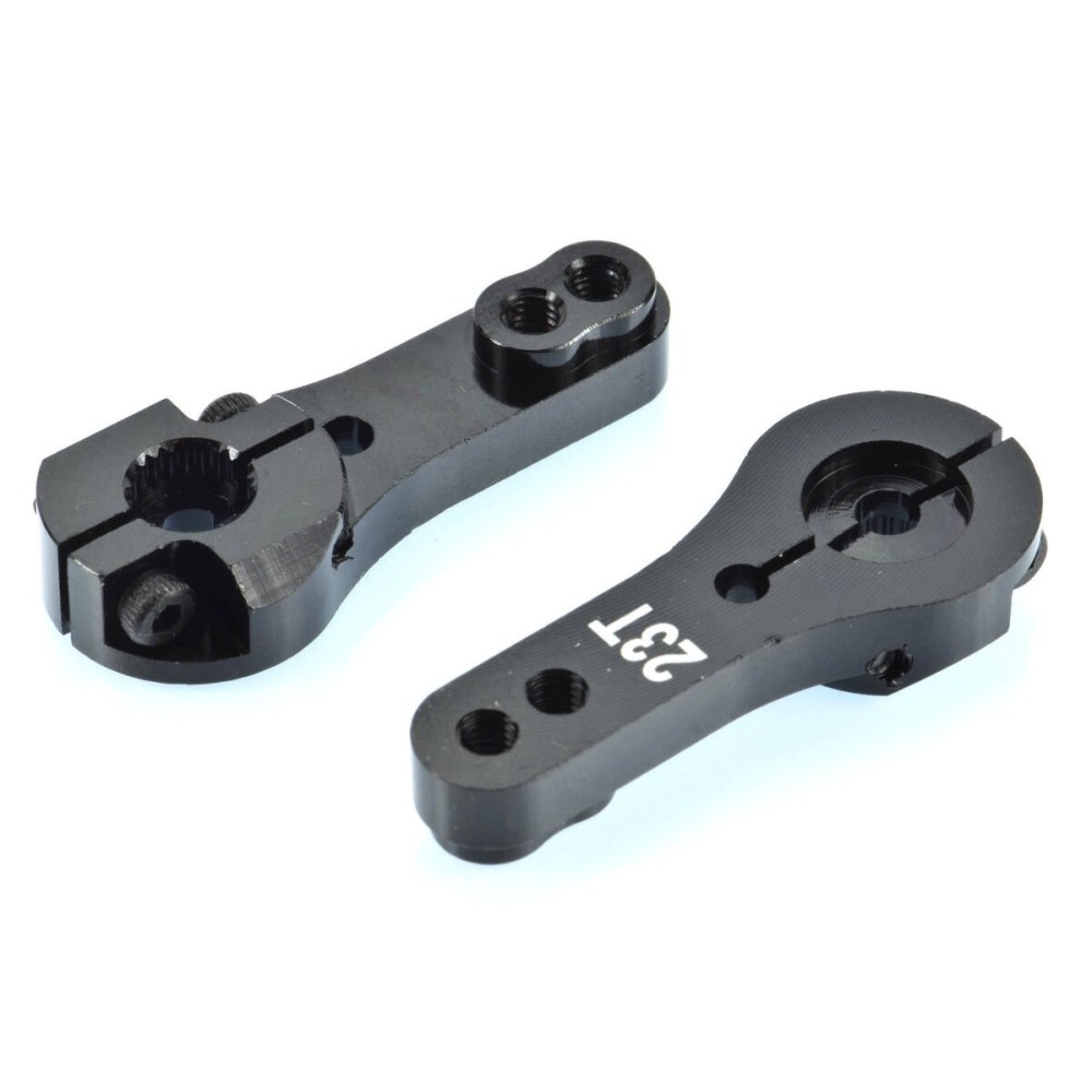Apex RC Products 23T for JR/Airtronics/KO Black Aluminum Dual Clamping Servo Horn - 2 Pack 8005