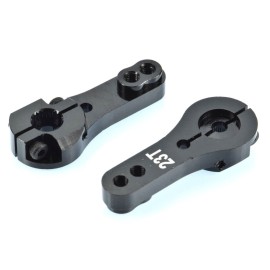 Apex RC Products 23T for JR/Airtronics/KO Black Aluminum Dual Clamping Servo Horn - 2 Pack 8005