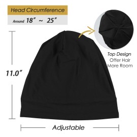 Black Slouchy Beanie Headwear Lightweight Bamboo Satin Night Sleep Turban Satin Caps for Natural Hair