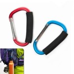 2X Carabiner Hook - 5.4 Large Aluminum D-Style Carry Handle with Sponge for Shopping Bags Handbag Tote Stroller Carrying