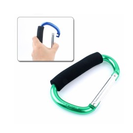 2X Carabiner Hook - 5.4 Large Aluminum D-Style Carry Handle with Sponge for Shopping Bags Handbag Tote Stroller Carrying