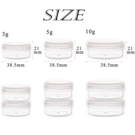 ZEJIA 5 Gram Sample Containers with Lids, Mini Makeup Containers, Empty Plastic Travel Cosmetic Containers with Labels(50 Count, Clear Lid)