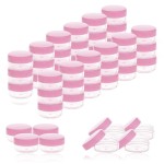 ZEJIA 5 Gram Sample Containers with Lids, Mini Makeup Containers, Empty Plastic Travel Cosmetic Containers with Labels(50 Count, Pink Lid)