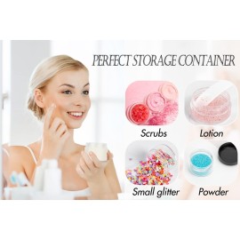 ZEJIA 5 Gram Sample Containers with Lids, Mini Makeup Containers, Empty Plastic Travel Cosmetic Containers with Labels(100 Count, Pink Lid)