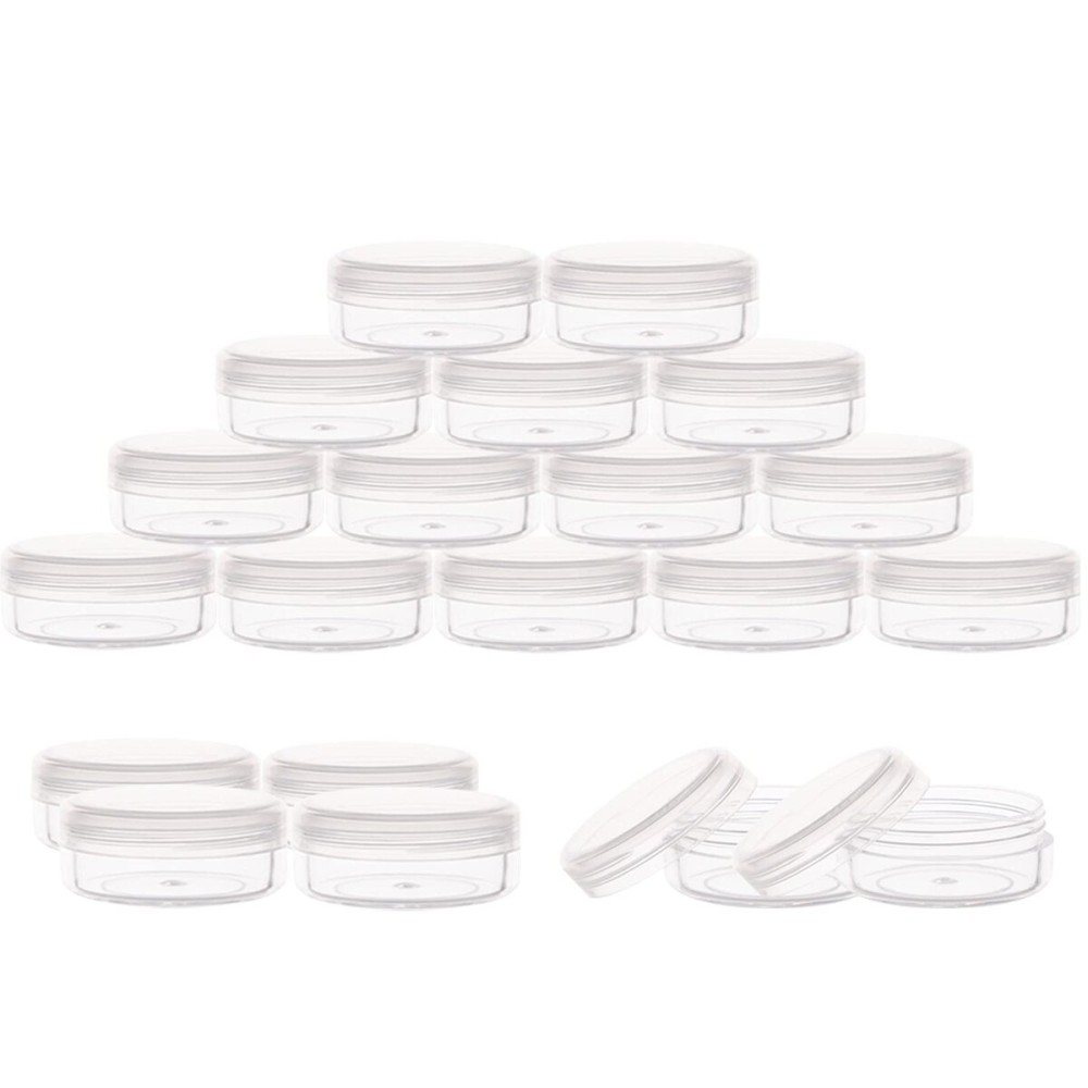 ZEJIA 10 Gram Sample Containers, 20 Count Cosmetic Containers with Lids, Refillable Empty Sample Jars, Small Plastic Containers with Lids (Clear)