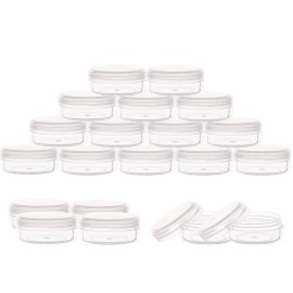 ZEJIA 10 Gram Sample Containers, 20 Count Cosmetic Containers with Lids, Refillable Empty Sample Jars, Small Plastic Containers with Lids (Clear)