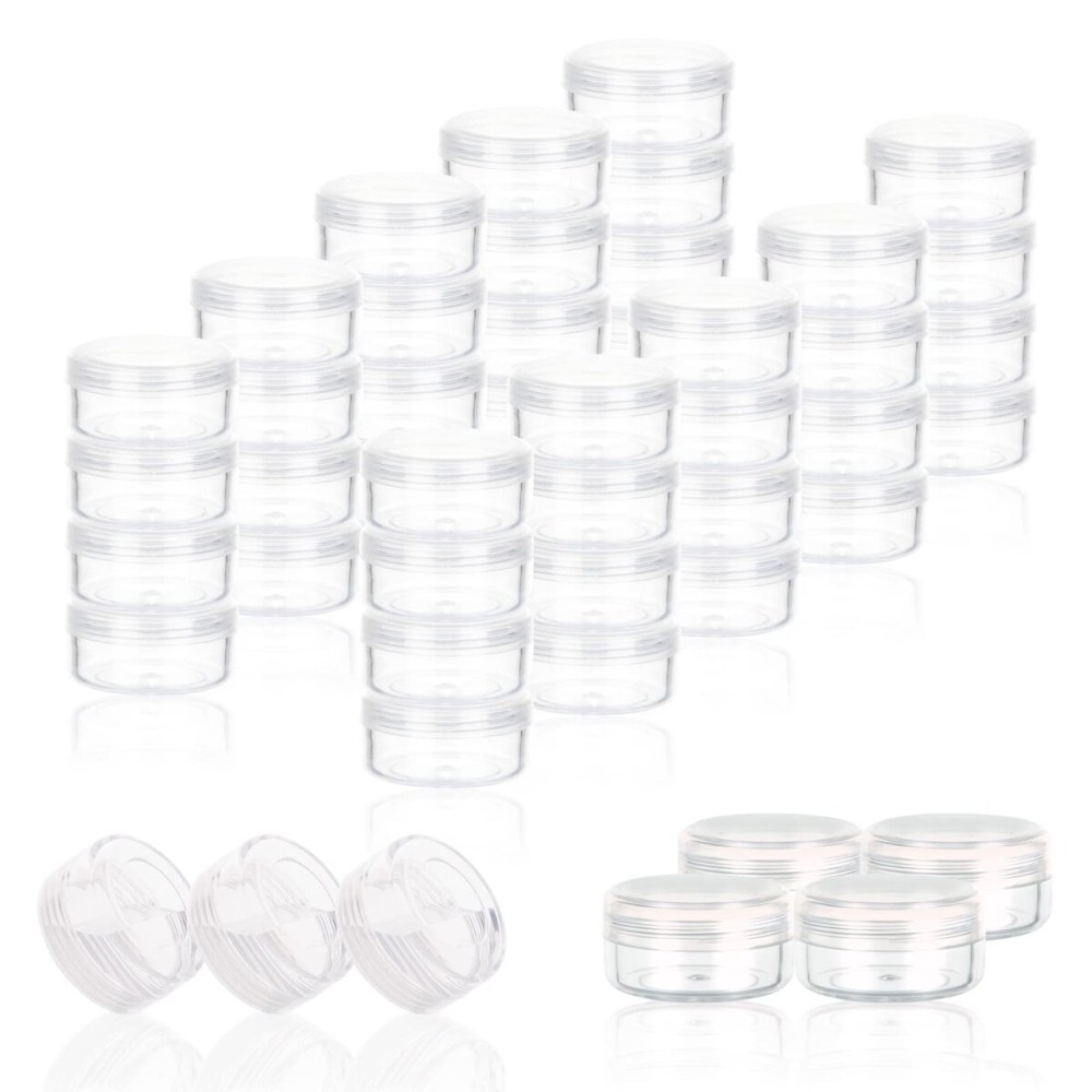 ZEJIA 3 Gram Sample Containers with Lids, 50 Count Tiny Sample Jars, 3ML Makeup Cosmetic Containers for Lip Balms, Lotion, Powder, Beauty Products(Clear Lids) ZEJIA 3 Gram Sample Containers with Lids, 50 Count Tiny Sample Jars, 3ML Makeup Cosmetic Containers for Lip Balms, Lotion, Powder, Beauty Products(Clear Lids)